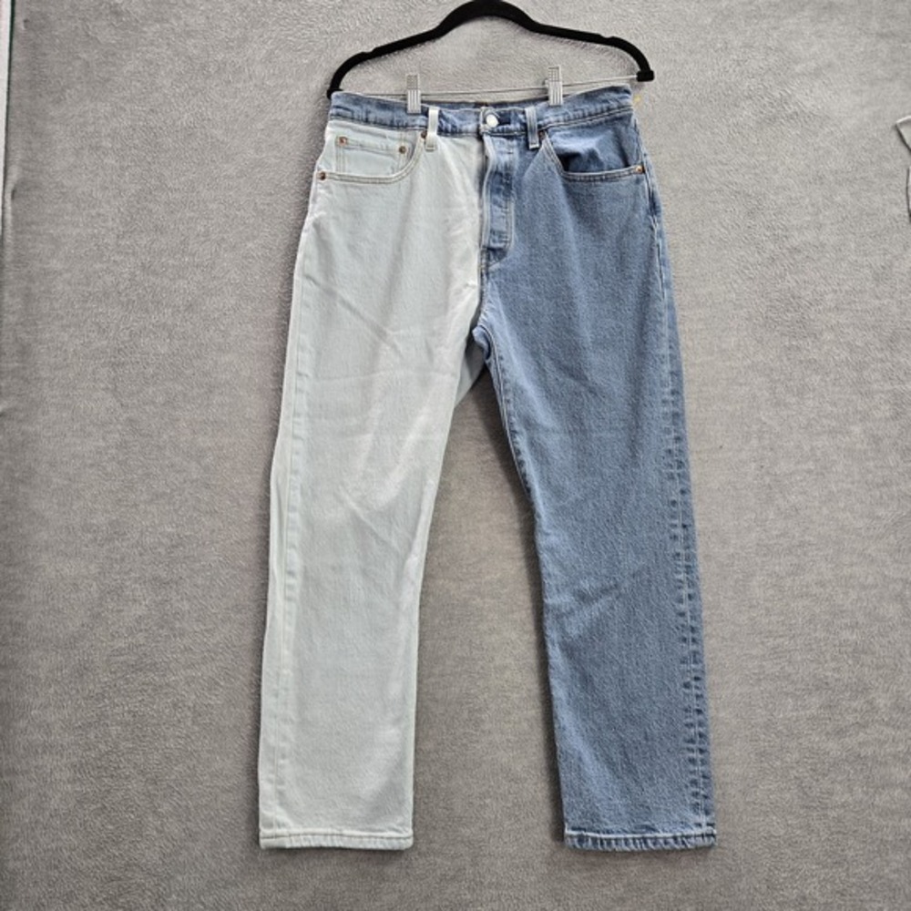 Levi's 501 Women Jeans 30X26 Blue Denim Crop Colorblock 25" Inseam